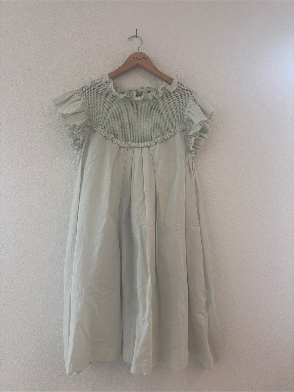 Women’s Ruffle Yoke Midi Dress - Light Sage NO TAG removed because it was itchy
